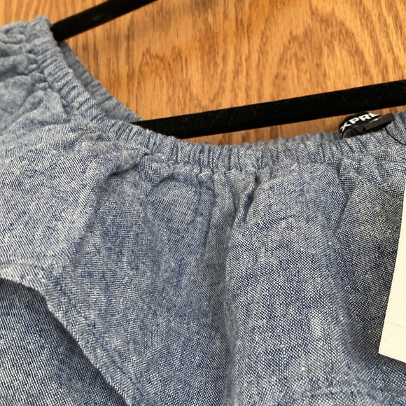 Blue Ruffled Off-Shoulder Women's Top - Picture 3 of 5